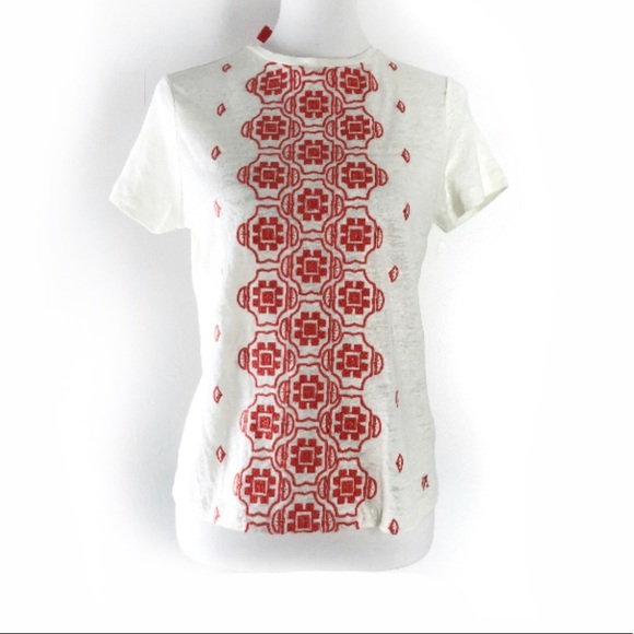 Maje Tops - [Maje] Leila Embroidered Short Sleeve Linen Top